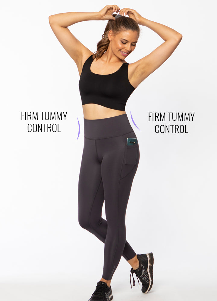 Sustainable Activewear F/L High Waisted leggings with Pockets - Slate