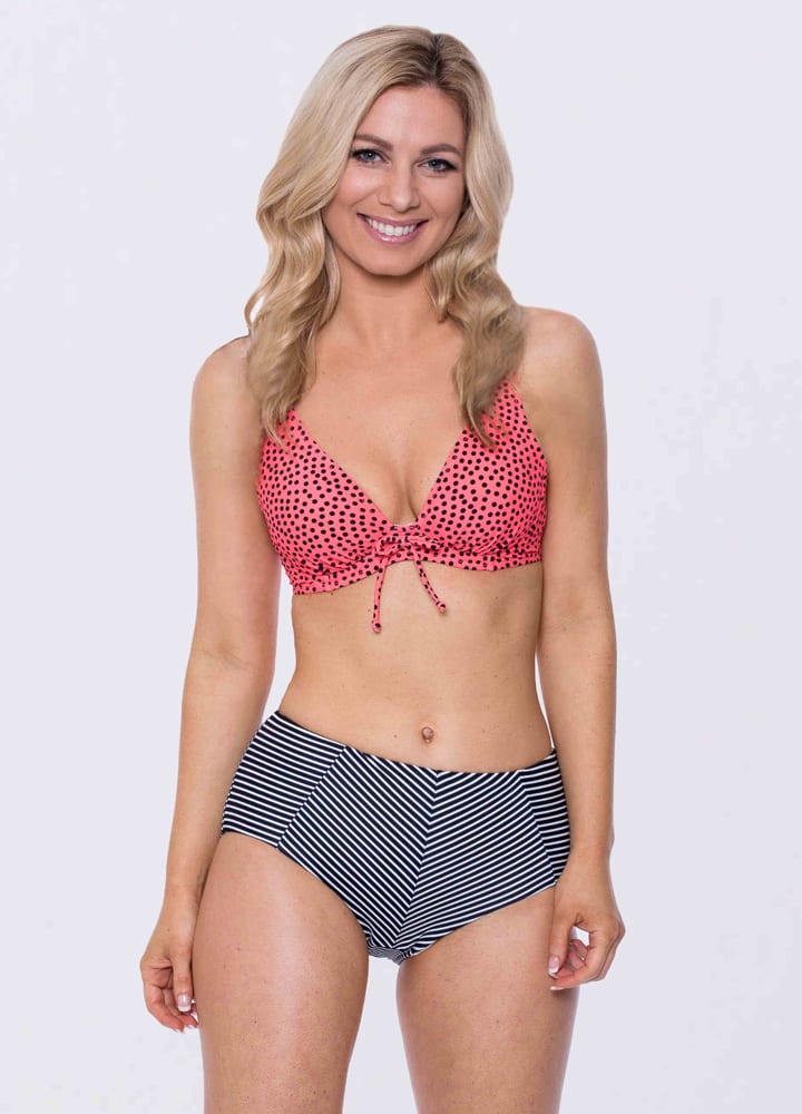 Spotted Tie Front Bikini Top-2930