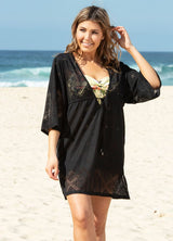 Patterned Drawcord Kaftan-0